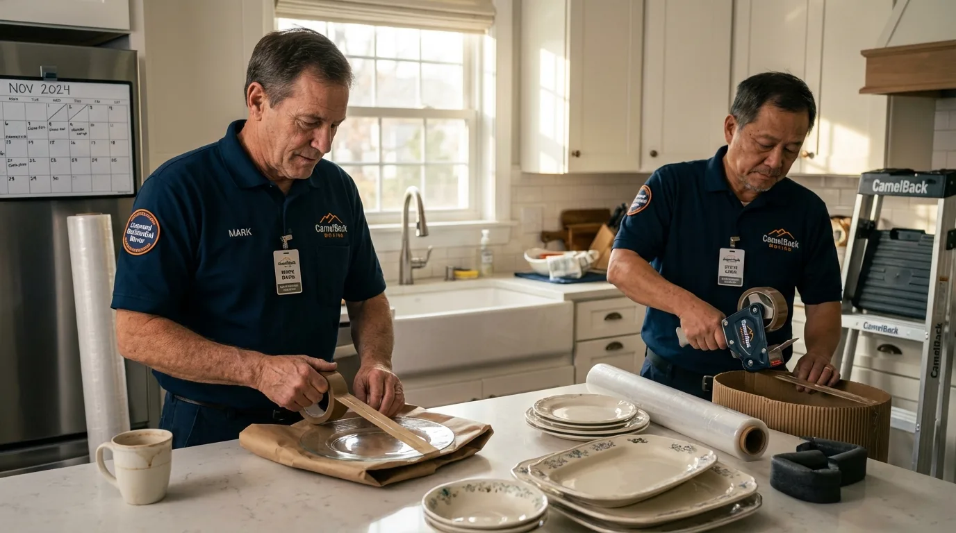 Professional crew packing kitchen dishware in Red Cloud, NE
